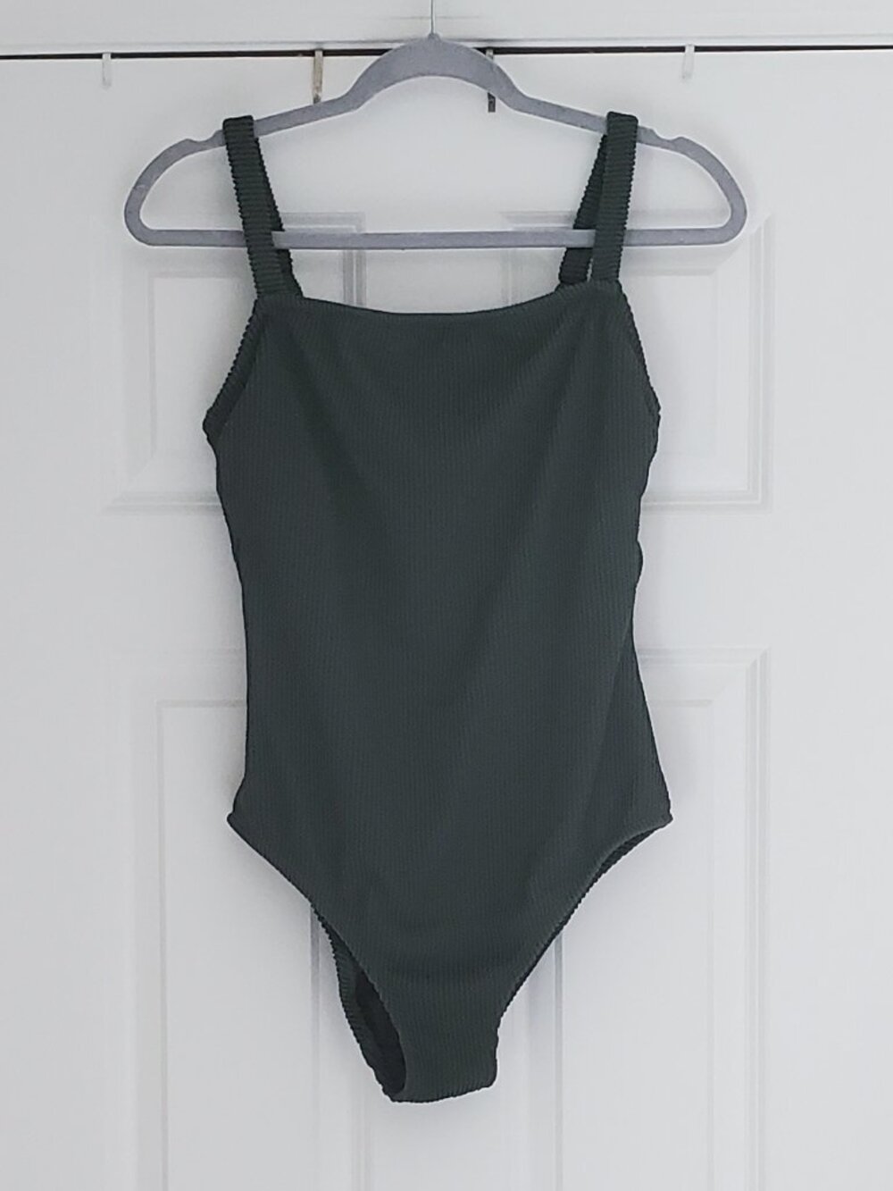 Kona Sol Ribbed Textured Dark Green One Piece Swimsuit